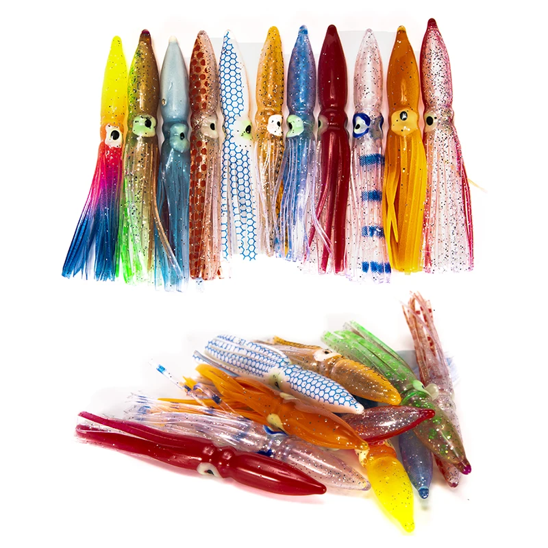 10Pcs 8cm Soft Lure Squid Artificial Bait Lures Octopus Tuna Sailfish Baits