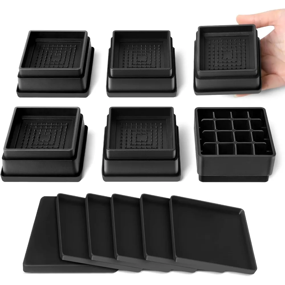 

Bed Risers Adjustable Furniture Risers - Heavy Duty 4 or 8 inch or 12inch Non-Slip Lift Supports for Beds/Couches/Sofas, Durable