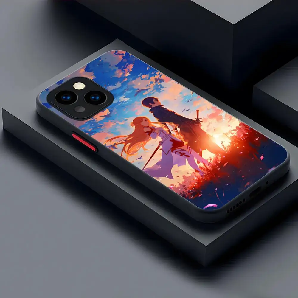Sword Art Online Phone Case Matte Transparent For 16 15 IPhone 12 11 13 Pro Max X XR XS 8 SE Mini Plus Back Cover