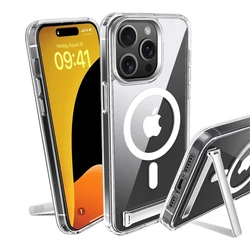 Magnetic Mobile Phone Case with Kickstand for iPhone 17 16 14 15 Pro Max Plus 12 13 Mini 11 Stand Cases Ultra Clear Back Cover