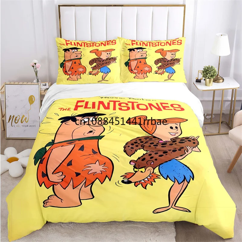 Movie The-Flintstones Cartoon Duvet Cover Sets Printed Bedding Set Double Queen King Size 2/3pcs,Bettbezug