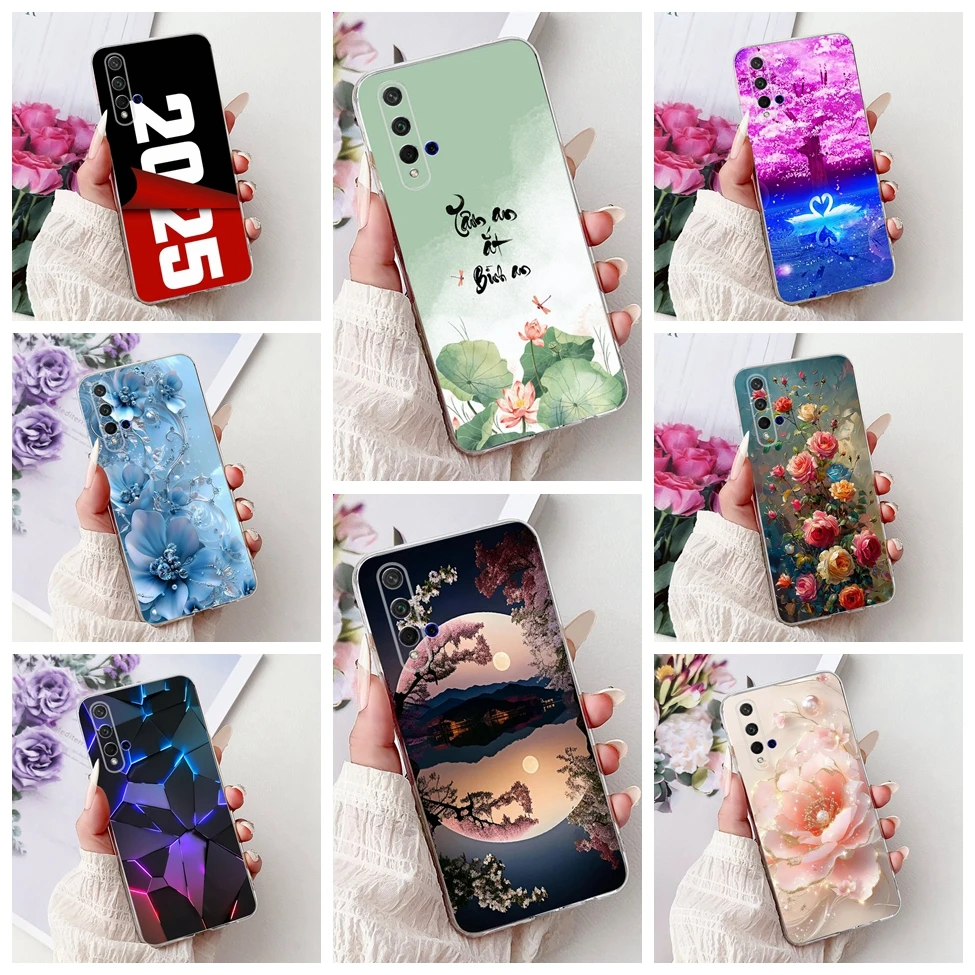 For Honor 20 Case YAL-AL00 YAL-TL00 Cute Cat Fashion Flowers Painted Cover For Huawei Nova 5T Phone Case YAL-L21 YAL-L61 YAL-L71