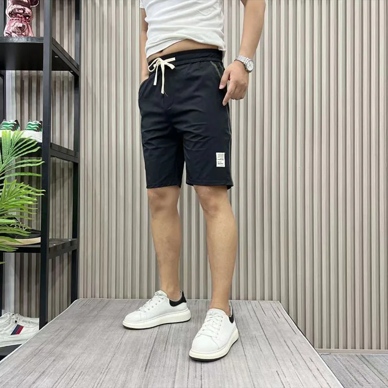 

Новые летние мужские шорты из ледяного шелка, быстросохнущие пляжные брюки, облегающие повседневные брюки-бермуды с принтом, прямые штанины, эластичный пояс