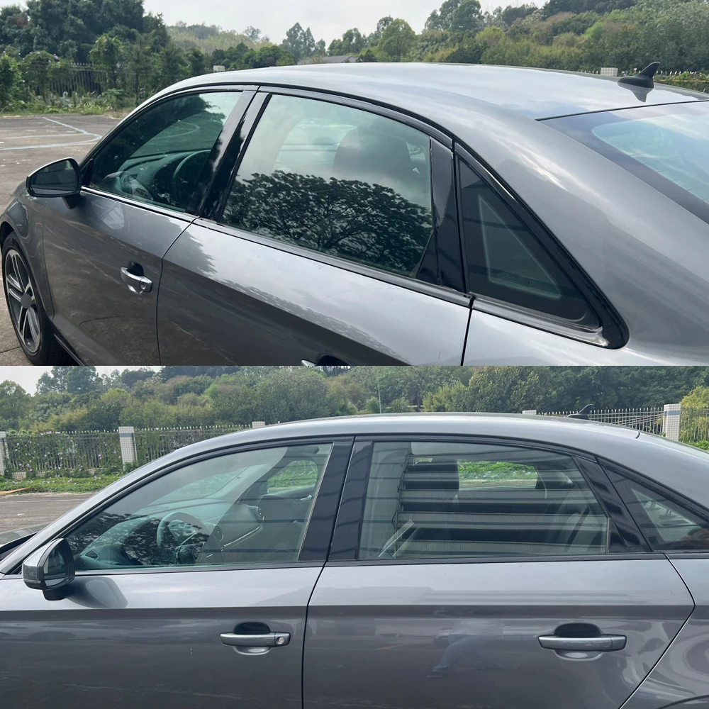 

Для Audi A3 8V 2013-2020 Седан: Наклейки для удаления хромированных элементов на окнах и стойках ABC, глянцевые черные