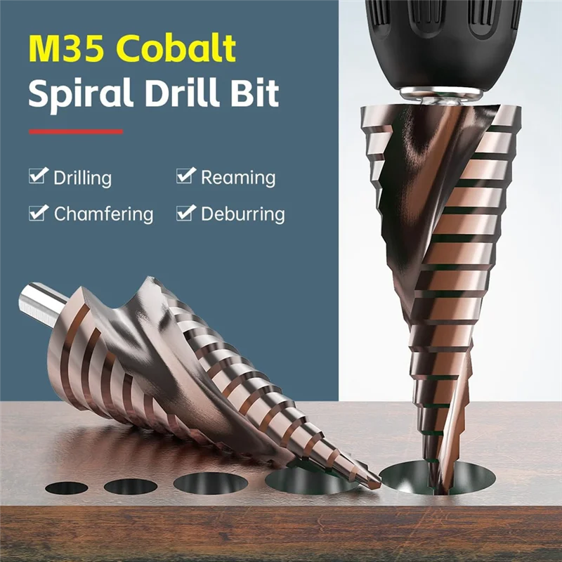 

AB34-Step Drill Bit Set, 3Pcs Titanium Step Drill Bits, Metric 4Mm To 32Mm Drill Cone Bits For Metal, Wood, PVC