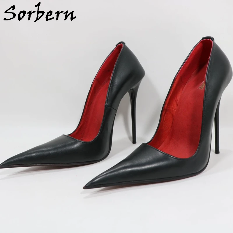 Sorbern Sexy Long Pointed Toe Women Pump Red Inside 13Cm High Heel Stilettos Slip On Shoes Evening Party Footwear Custom Color