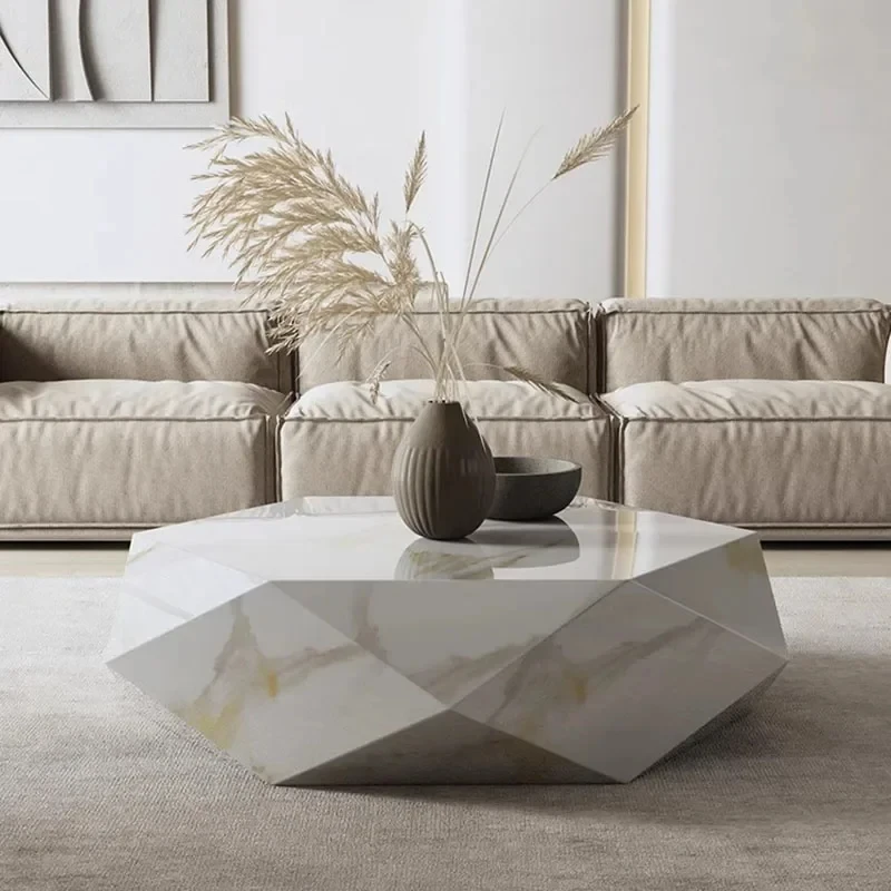 

Unique Living Room Coffee Table Modern White Platform Coffee Table Home Bowl Topper Italian Marble Top Luxury Table Desk YX487TB