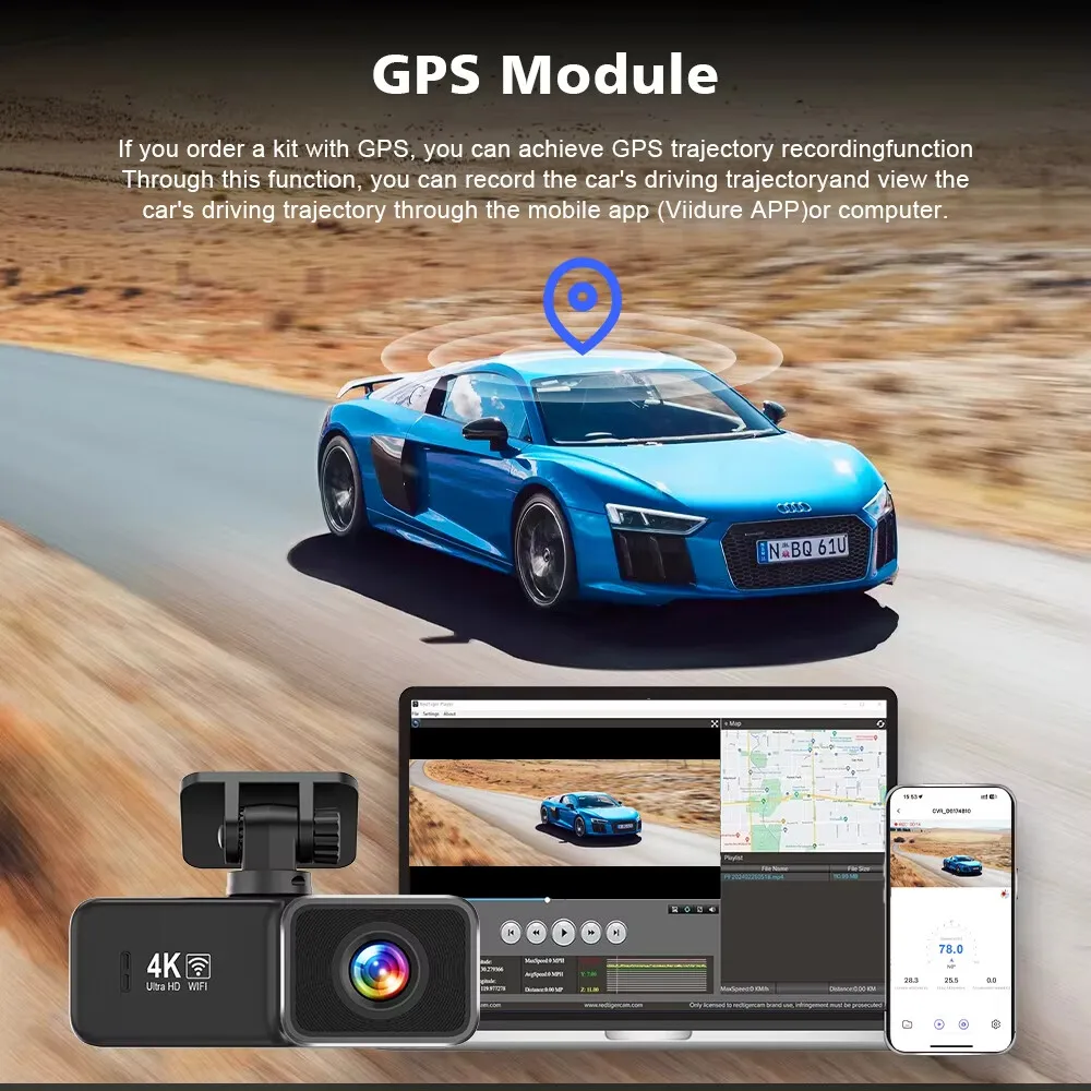 EKLEVA 4K WiFi Dash Cam Mini Car DVR 2160P أمامي وخلفي عدسة مزدوجة للرؤية الليلية مسجل فيديو كاميرا سيارة أوتوماتيكية 24H وقوف السيارات #5