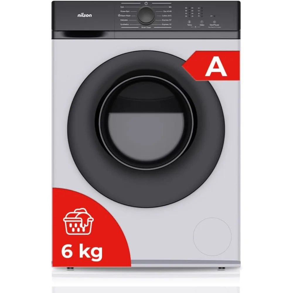 lavadora 6kg carga frontal blanco nl6200ai. 1600w, 1200rpm, inversor de motor, 11 programas, función stop&go, tambor diamante, cla