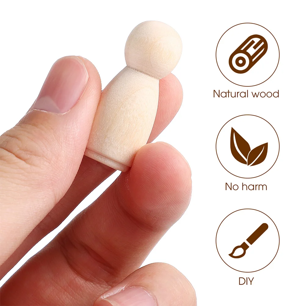 

60 Pcs Little Wooden Man Unfinished Dolls 35mm Smooth Wood Peg Figures for Painting Handmade Gifts Kids