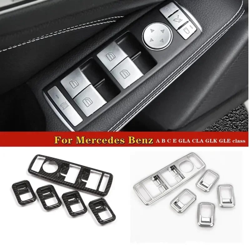 

For Mercedes Benz W204 GLA X156 CLA C117 A W176 B W246 Class Car Window Glasses Lift Button Cover Switch Frame Trim Accessories