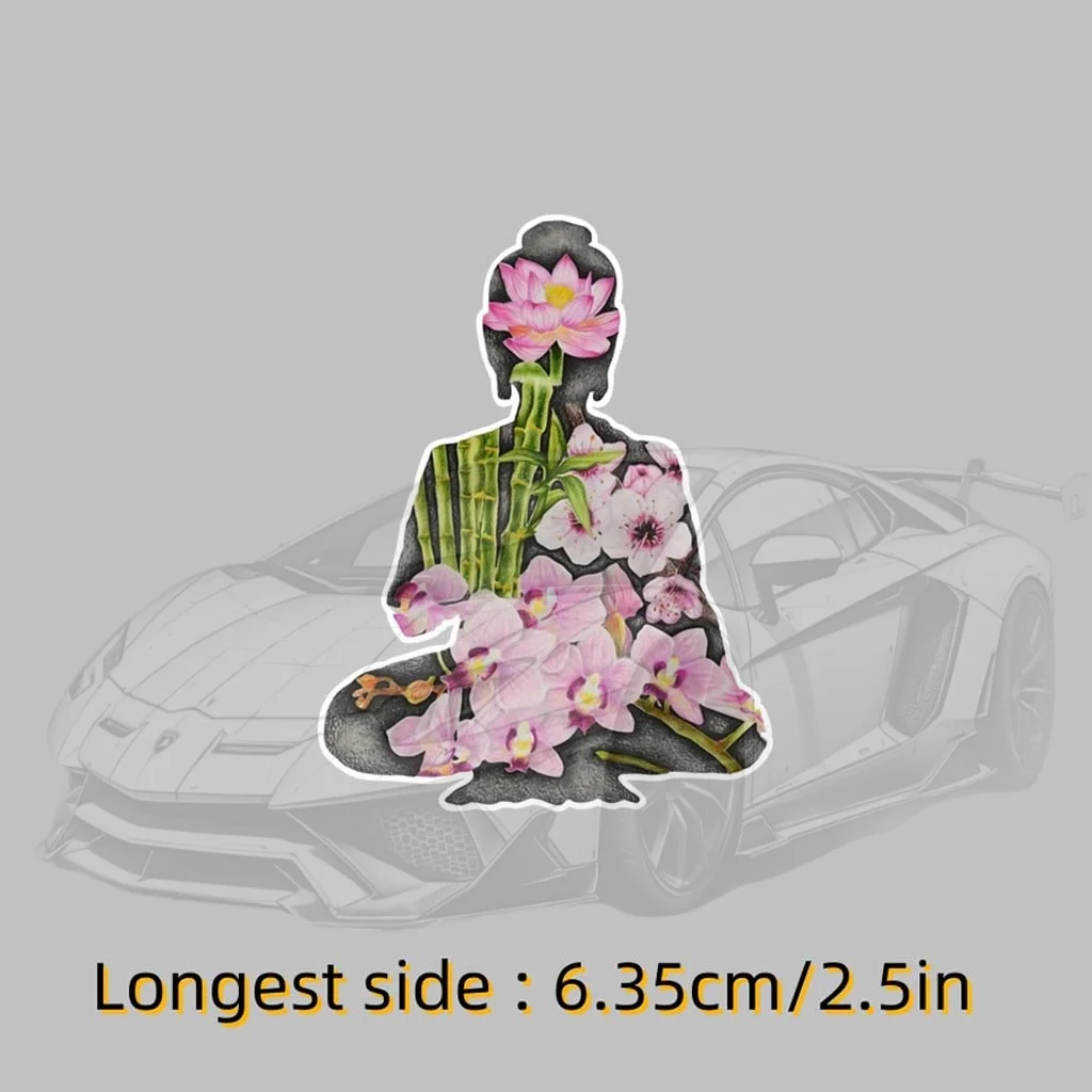 4pcs Meditation Silhouette With Floral Vinyl Sticker, Decal For Car Laptop Wall Window Bumper Decor