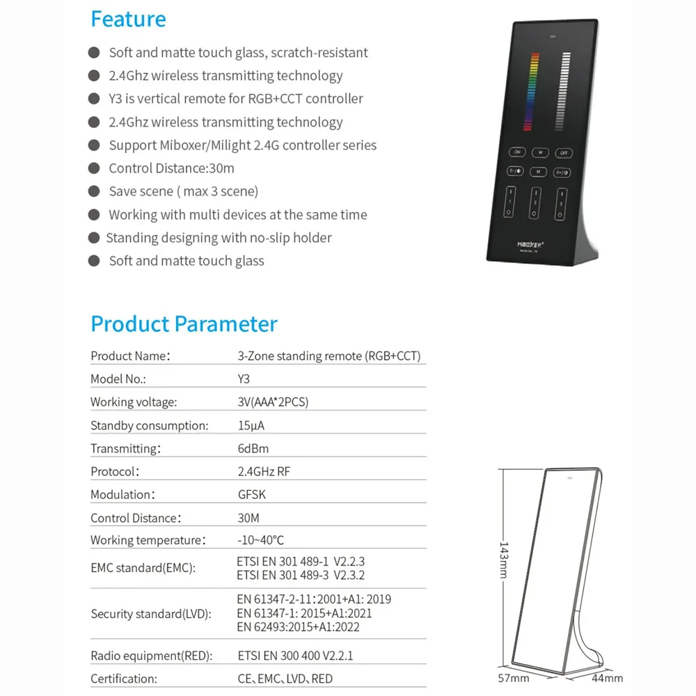 Miboxer 2in1 3in1 Tuya Wifi LED Controller DC12V-24V Single color/RGB/RGBW/RGBCCT LED Dimmer 2.4G RF Vertical Remote Control New