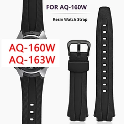 Black TPU Silicone Strap for Casio AQ-160W AQ-163W Sport Waterproof Convex Electronic Watch Bracelet Band Accessories 17mm