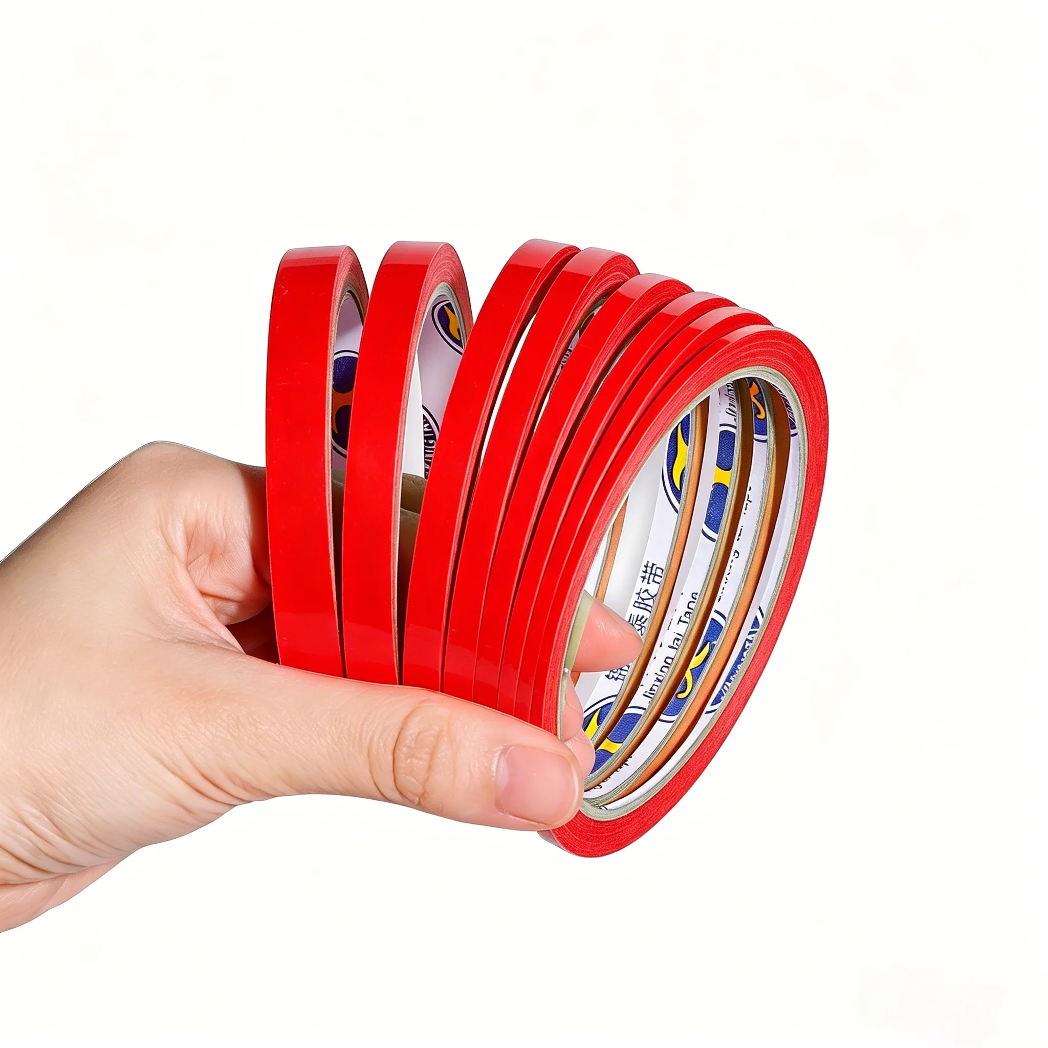 8 Rolls Red Fine Line Masking Tape Set, 2mm-10mm x 25M Each, Multi-Purpose Adhesive Tape for Nail Art, Painting, Spray Paint,