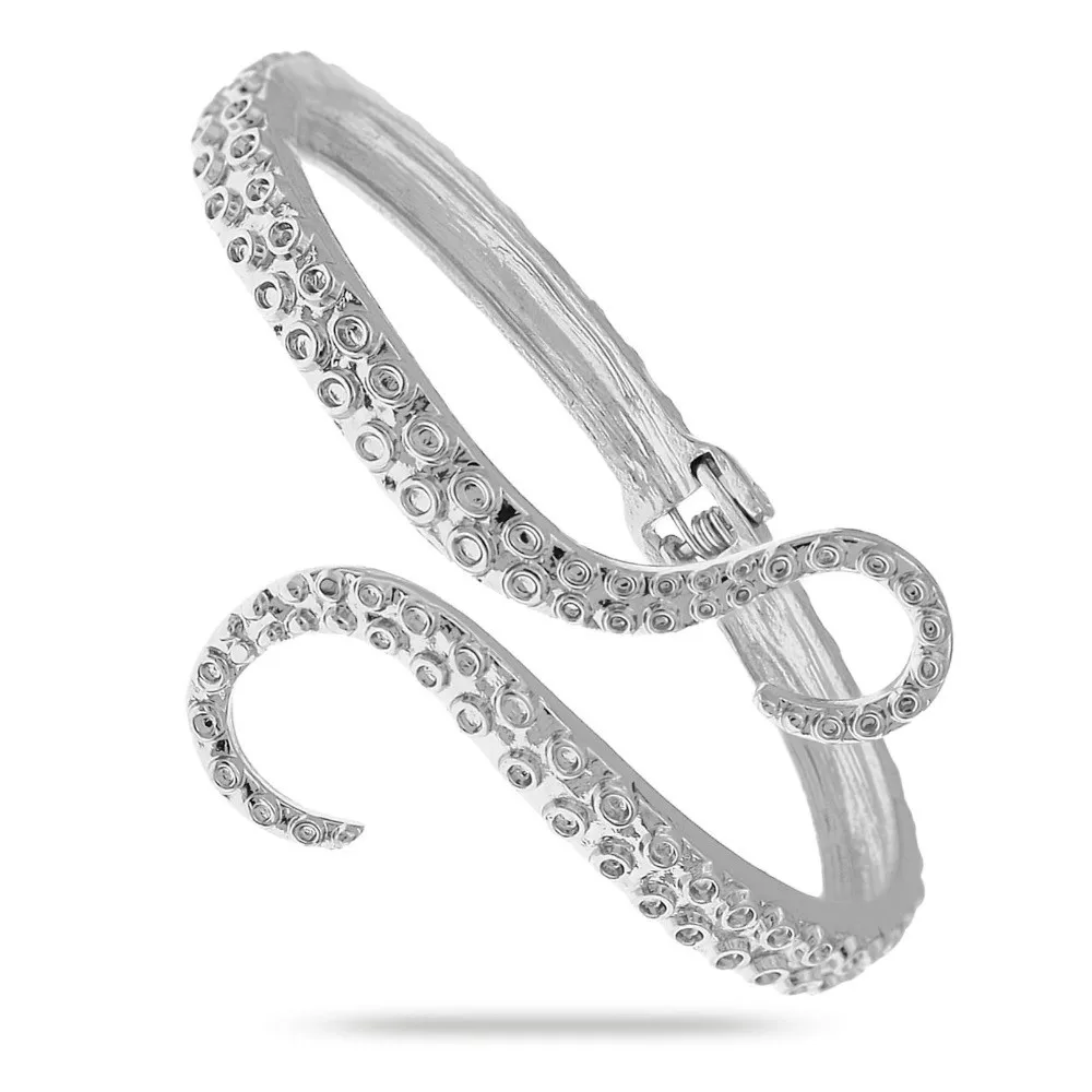 Vintage Octopus Gothic Bracelet Gold Silver Plated Antique Carve Gothic Bangle Octopus Tentacles Open Cuff Bracelet For Women