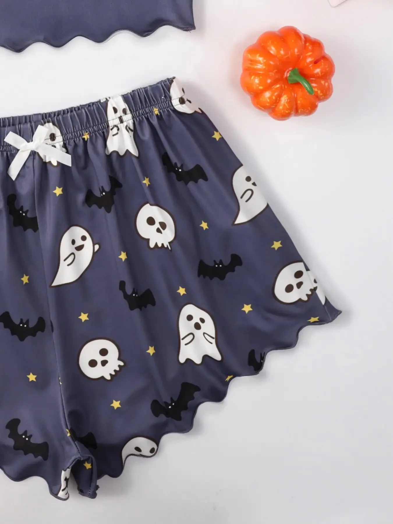 Halloween Devil Pumpkin Print Pajamas Set Women Short Sleeve Tops and Shorts Set Home Clothes Sleepwear Nightwear image 4