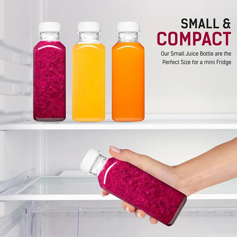Empty Plastic Juice Bottles With Caps Water Bottles Clear Bulk Drink Containers With Lids Juicing Drinking Milk Jam Container