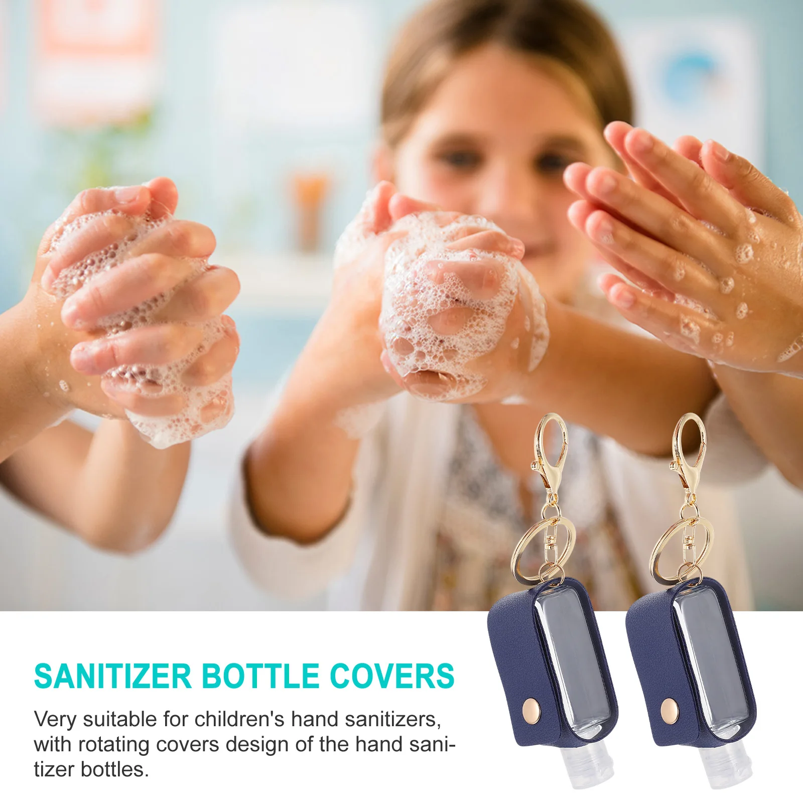 

2 set 2 Sets Mini Bottle Keychain Hand Holder Travel Portable Chains For Keys Bags Rotating Cover Refillable Premium