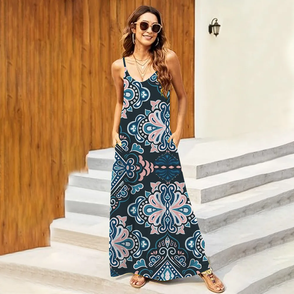 

Женское пляжное платье с V-образным вырезом и принтом