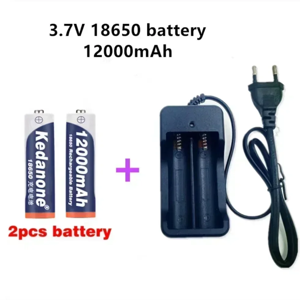 18650 Battery Rechargeable Battery 3.7V 18650 12000mAh Capacity Li-ion Rechargeable Battery For Flashlight Torch Battery+Charger