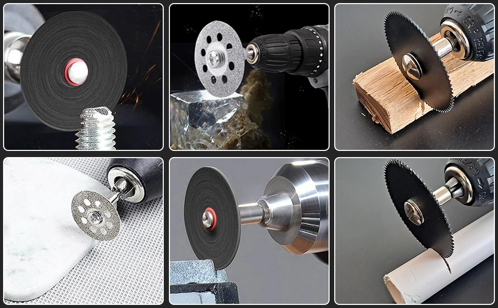 Trennscheiben für Dremel-Rotationswerkzeug, 3 verschiedene Sägeblätter, zum Schneiden von Holz/Metall/Kunststoff/Glas/Stein und zum Selbermachen – Detail 6