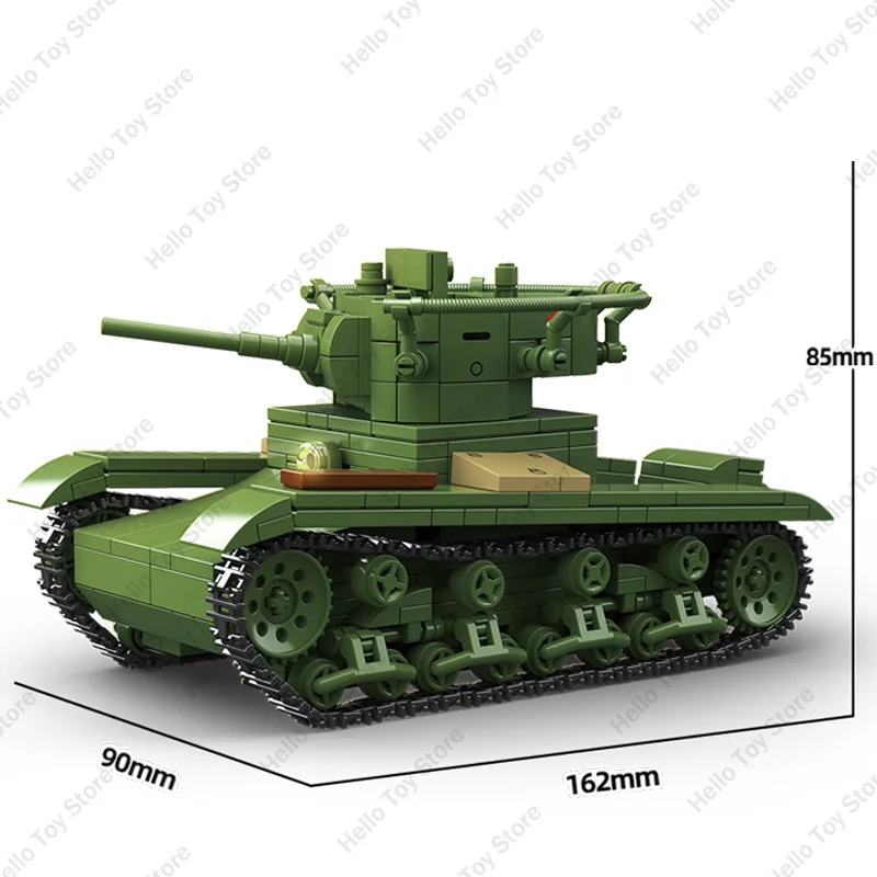 2025 WW2 Military Tank Building Blocks Soviet T-26 Light Tank Army Weapon Model Soldier Figures Bricks Toys For Boys Gifts Sets - Image 4