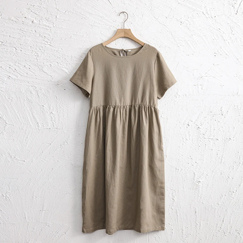 loose fitting cotton summer dresses Summer Dress Soft Cotton Dress Casual Loose Robes Half Sleeves Shift Dress Boho Maxi Dresses Customize Dress Plus Size Clothing Linen Dress