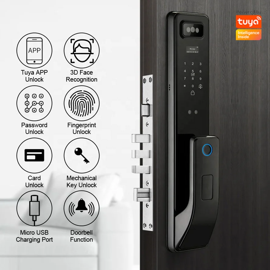 Glomarket Tuya 3d распознавание лиц умный замок Wi-Fi приложение интеллектуальные автоматические цифровые умные замки с отпечатками пальцев