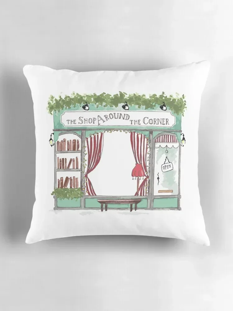 The Shop Around the Corner - Watercolour Throw Pillow Christmas Pillowcase New year pillow