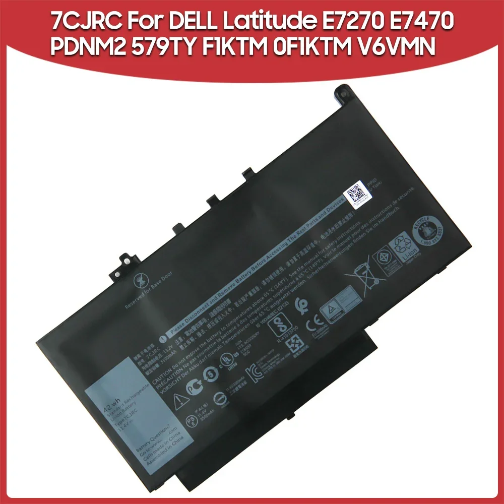 

New Replacement Battery 42Wh 7CJRC For Dell Latitude E7470 E7270 F1KTM 0F1KTM V6VMN PDNM2 579TY Rechargeable Battery