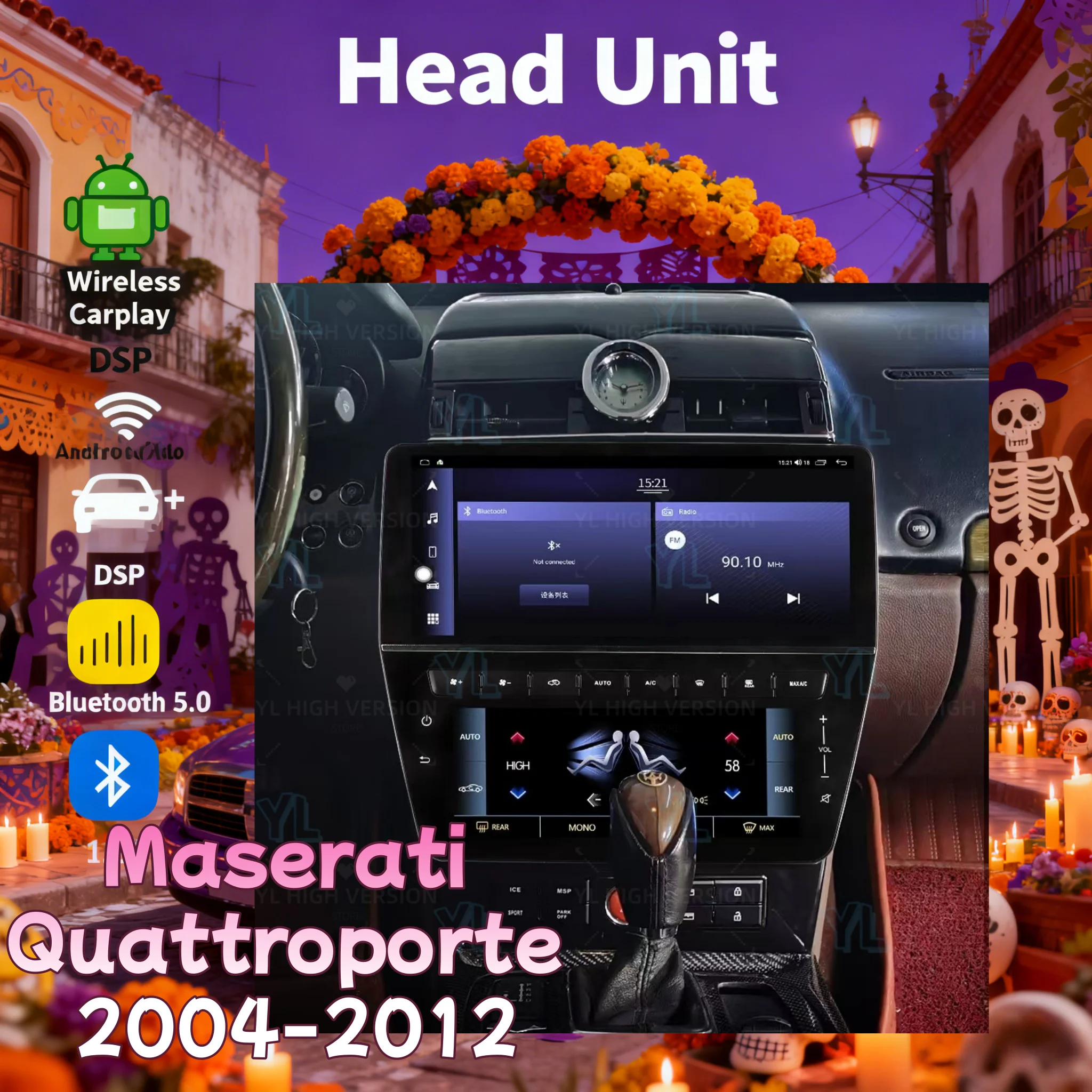 

Автомобильный радиоприемник с сенсорным экраном для Maserati Quattroporte 2004-2012, ЖК-дисплей, мультимедийный плеер, беспроводной Carplay, GPS, WIFI, 4G