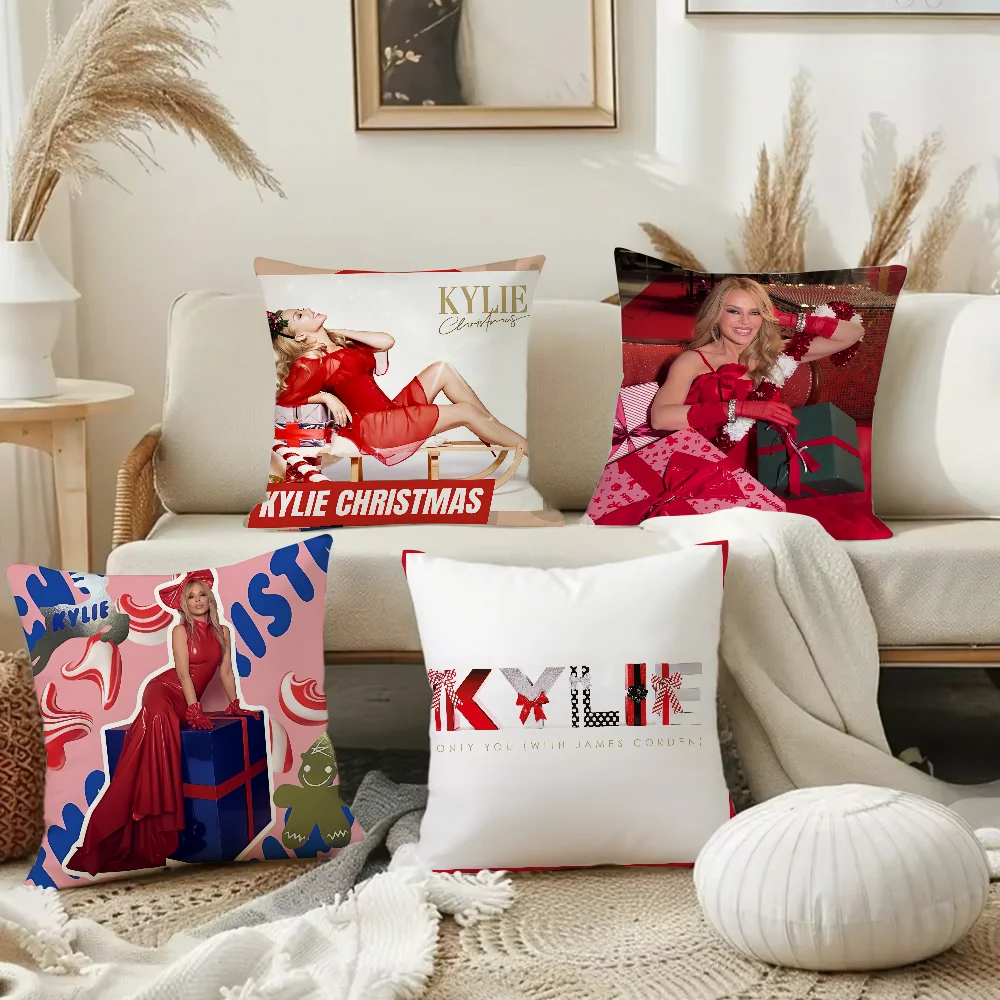 كايلي مينوغ كايلي عيد الميلاد كيس وسادة مربع على الوجهين الطباعة قصيرة أفخم غطاء وسادة أريكة وسادة غرفة نوم