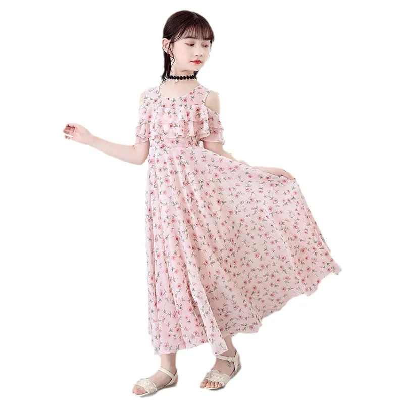 Kids Dresses Sleeveless Floral Vestidos Clothes mesh costume 6 8 9 10 12 14 Year 2026 fashion new Summer Teenager Girl Princess