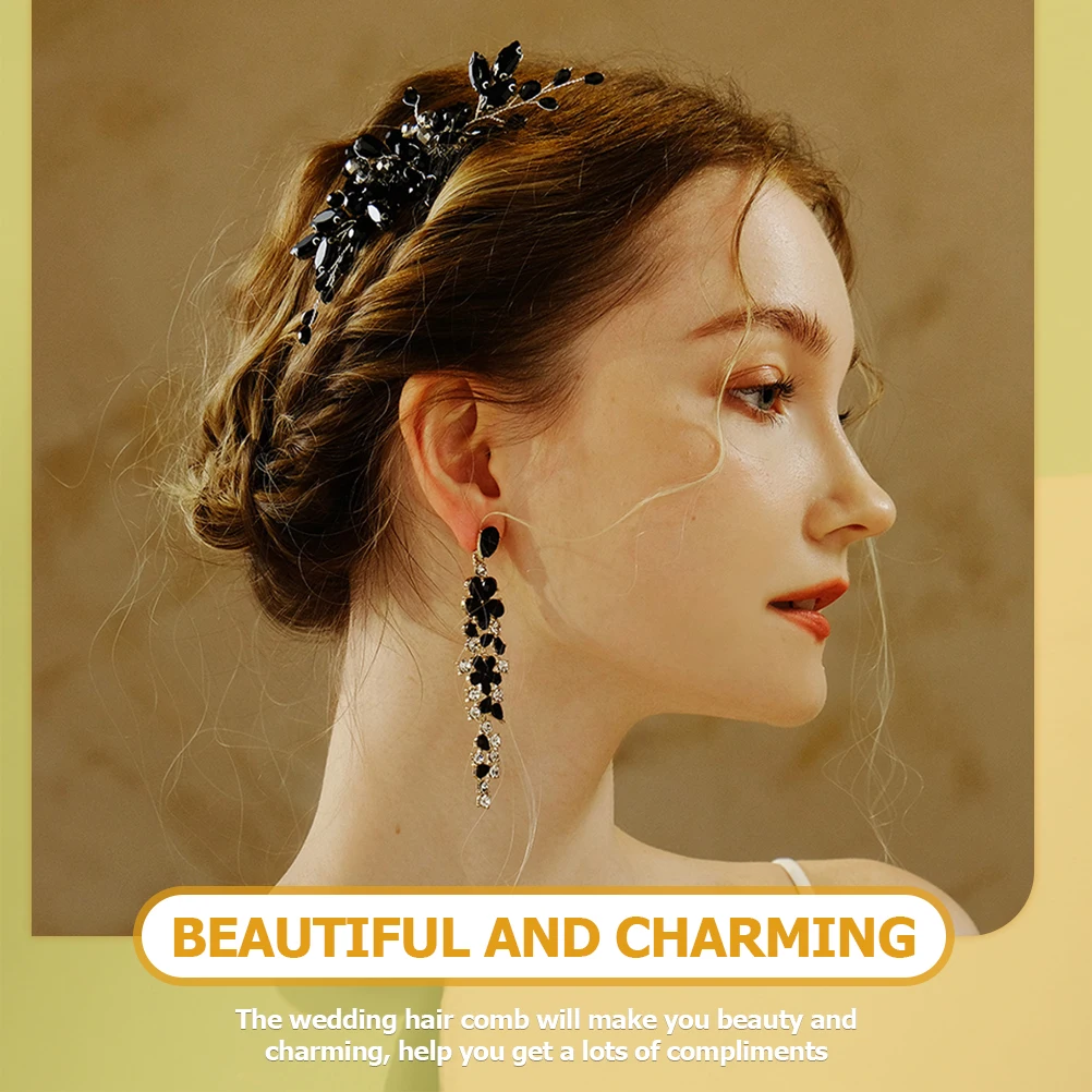 

Dark Crystal Hair Comb Bridal Wedding Bridesmaid Prom Gifts Lightweight Comfortable Premium Materials Beautiful Delicate Look