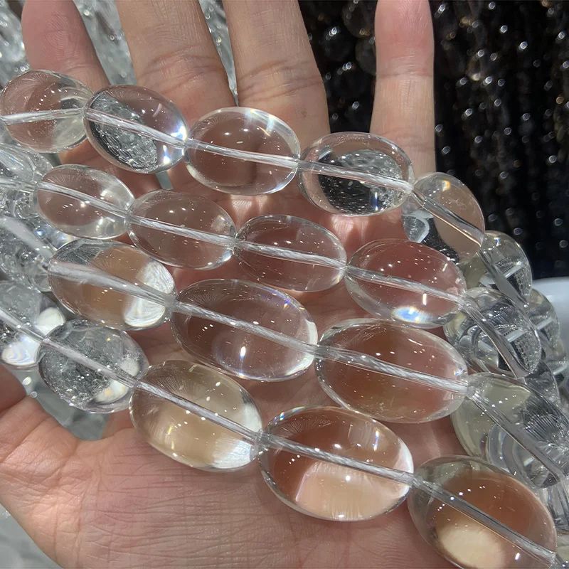 AB Natural Oval White Rock Quartz Beads For Jewelry Making 15\'\' DIY Crystal Beads Bracelet Necklace For Women Gift