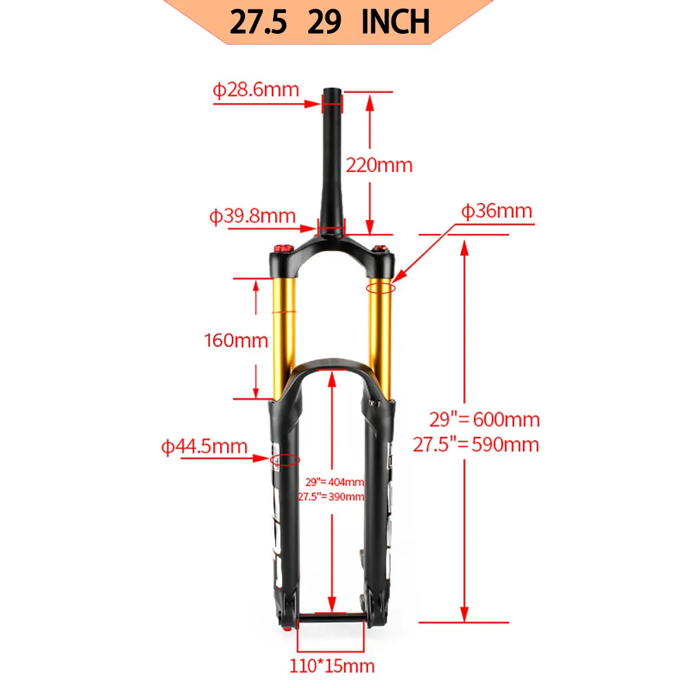 Bicycle Boost Air Fork, MTB Suspension Fork, 27.5, 29 Inch, 160mm Travel 110x15 Thru Axle Shock, Bike Parts