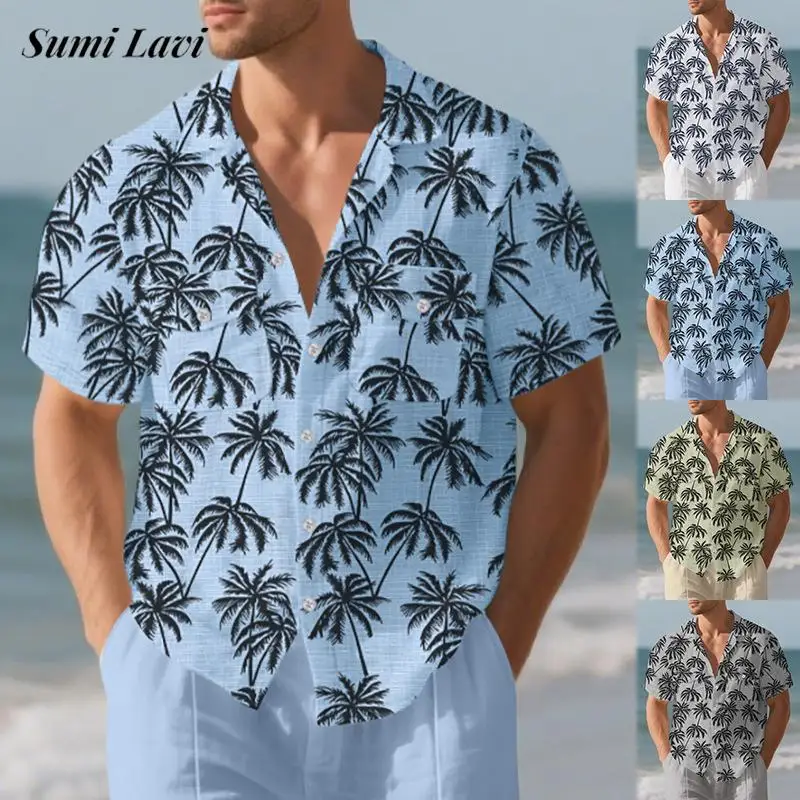 

Retro Graphic Print Shirt For Mens Casual Short Sleeve Button-up Turn-down Collar Shirt Vintage Men Summer Shirt Men's Clothing