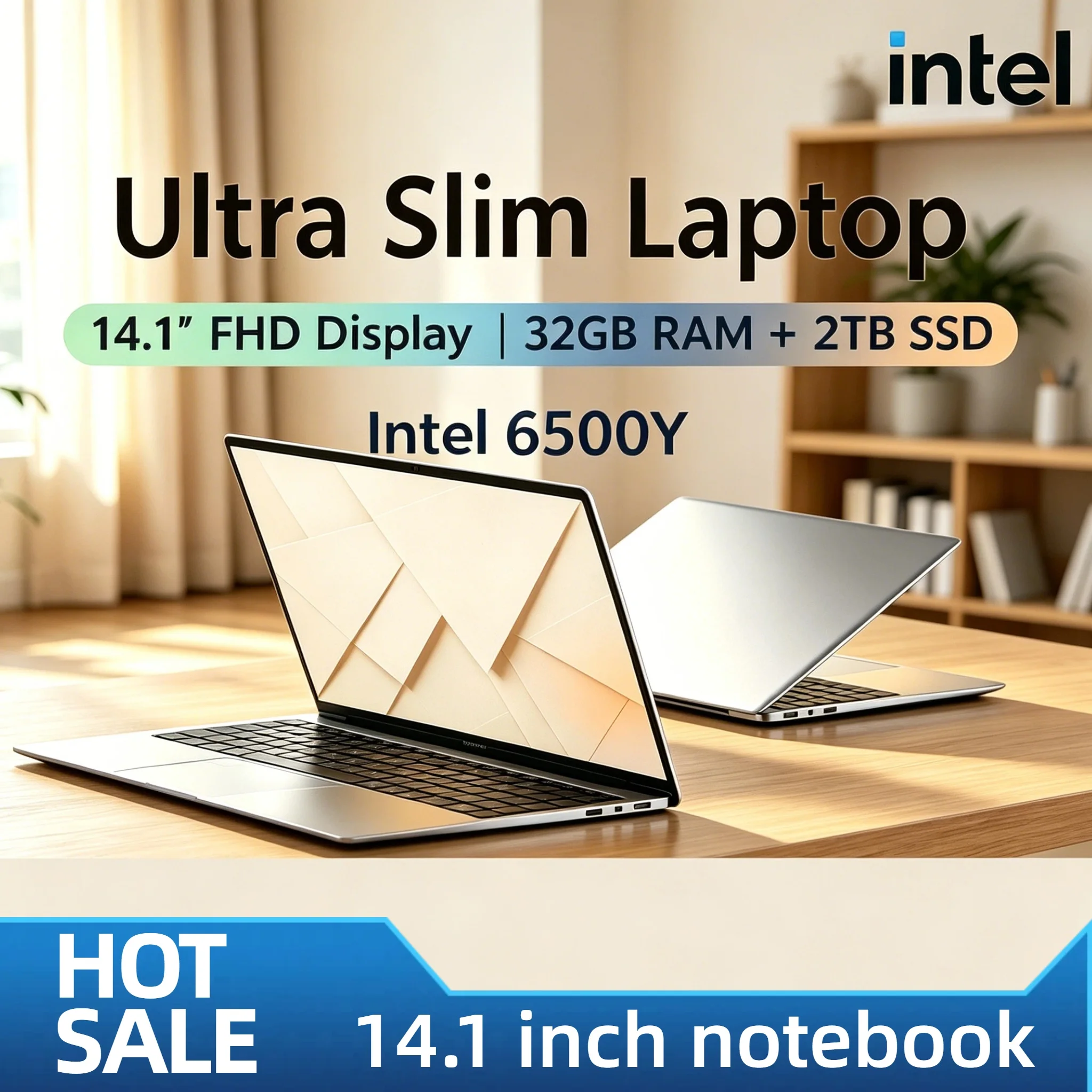 Intel 6500Y 14.1 Inch Ultra Light Laptop 2C4T 1.1 3.4GHz 32GB RAM 2TB PCIe SSD 5000mAh Backlit Fingerprint Pro Max HD