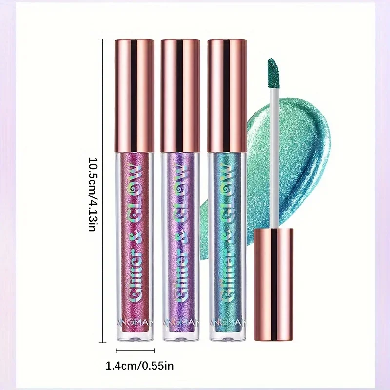 Zestaw cieni do powiek w płynie Diamond Shimmer - perłowy wykończenie, wysokopigmentowy, długotrwały brokatowy cień do powiek dla olśniewającego uroku