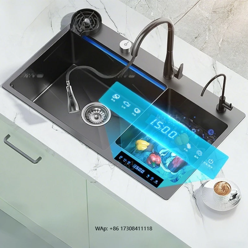 

Intelligent Water Catalyst Double Slot Fruit and Vegetable Disinfection and Washing Basin Stainless Steel Kitchen Sink