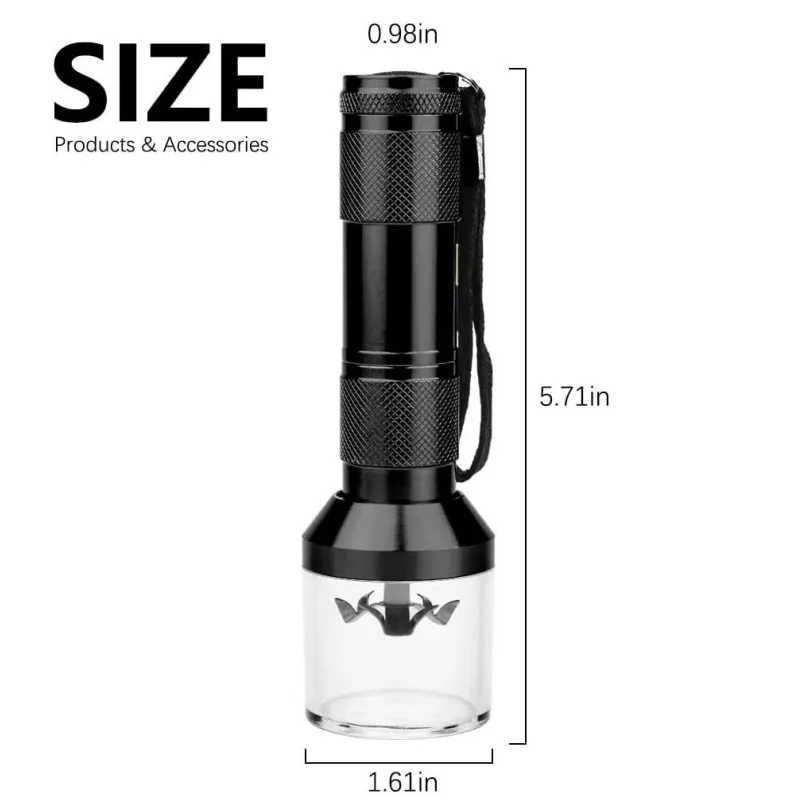 Flashlight Style Plastic Grass Grinder Type-C Charge Electric Mills Crank Spice Crusher for Grinding Tobacco Smoking Accessories