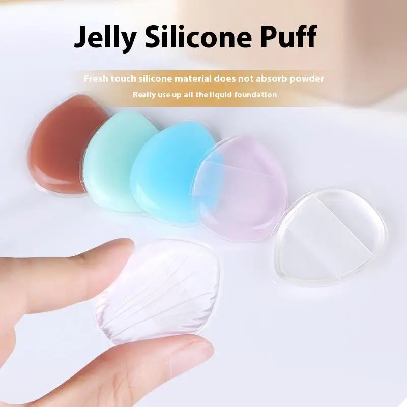 5 pçs silicone transparente dedo maquiagem puff ultra fino macio geléia gel cosméticos esponja fundação bb creme compõem ferramenta de beleza