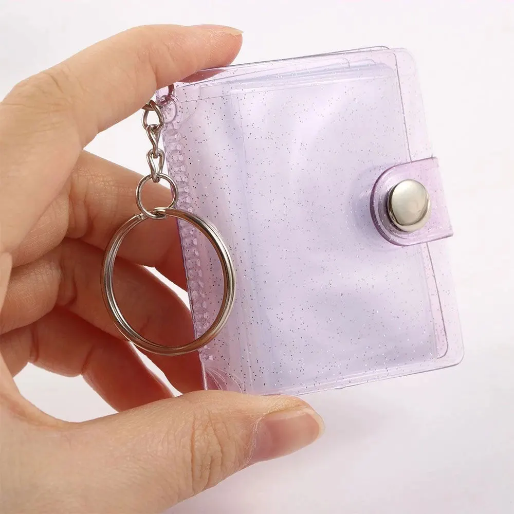 

16 Pockets Photo Album for Mini Photo Sticker Jelly Color Card Holder 2 Inch Photos Holder Portable Kawaii Keychain