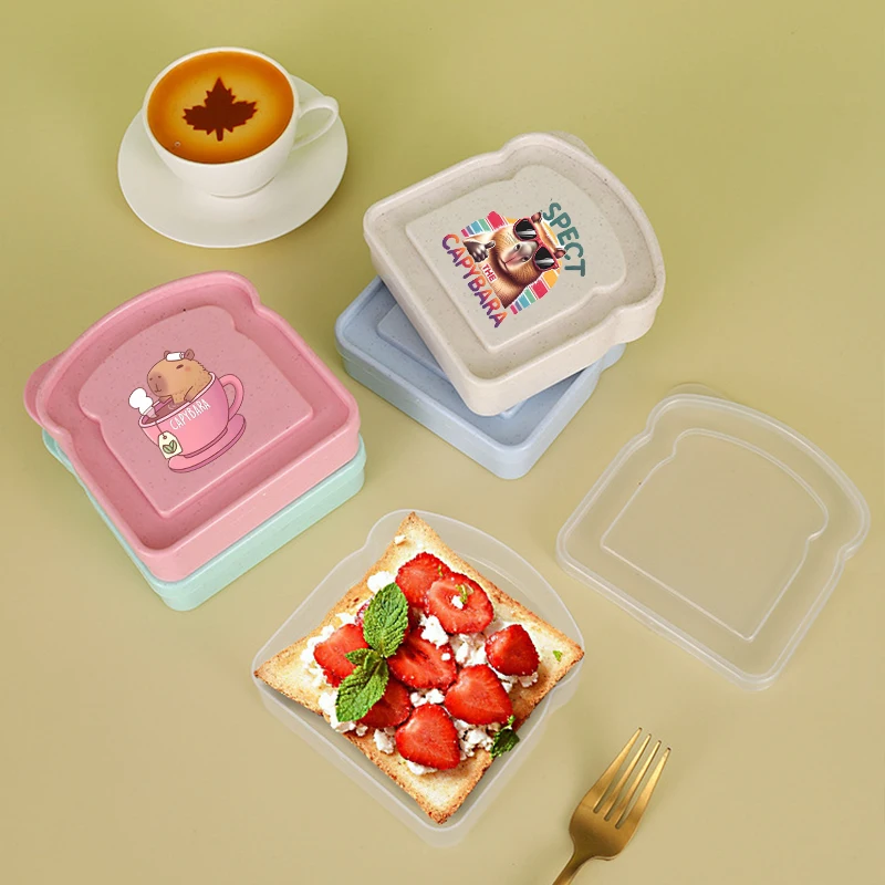 Capybara Sandwich Food Storage Case Container Salad Fruits Snack Storage Box with Lid Reusable Microwave Lunch Box Bread Case