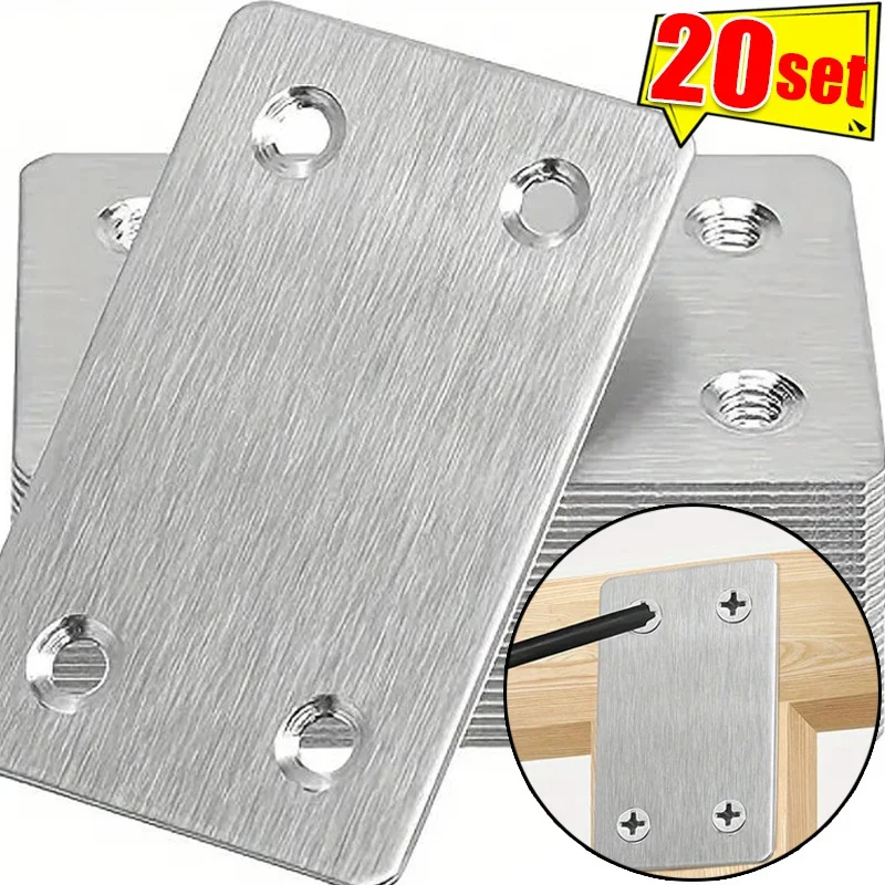 Durable 10Pcs Stainless Steel Angle Code Fixing Bracket Iron Plate for Furniture Quick Links