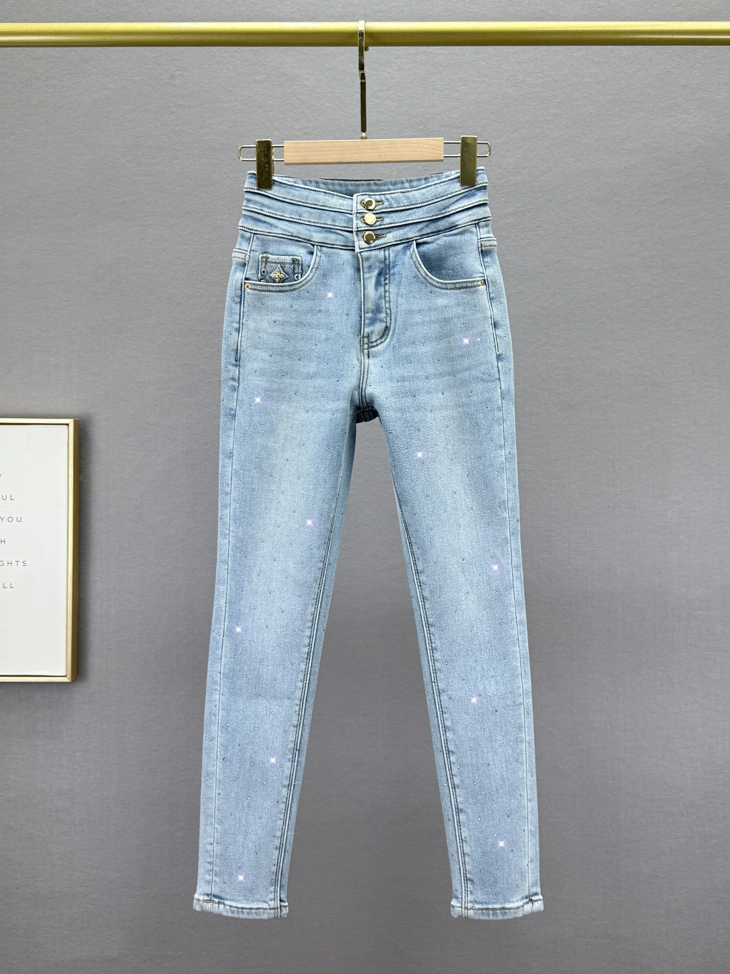 

Женские джинсы с флисовой подкладкой, облегающие, с высокой талией, эластичные, утягивающие, в европейском стиле, брюки-карандаш, зимняя новинка, синий деним