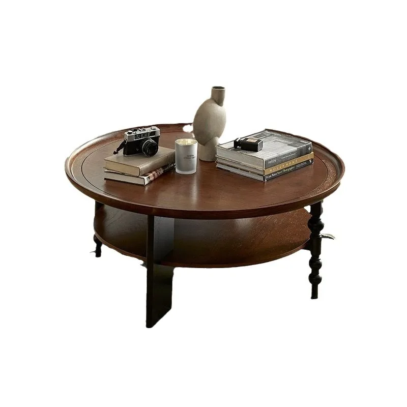 

French retro round American tea table household small apartment living room coffee table