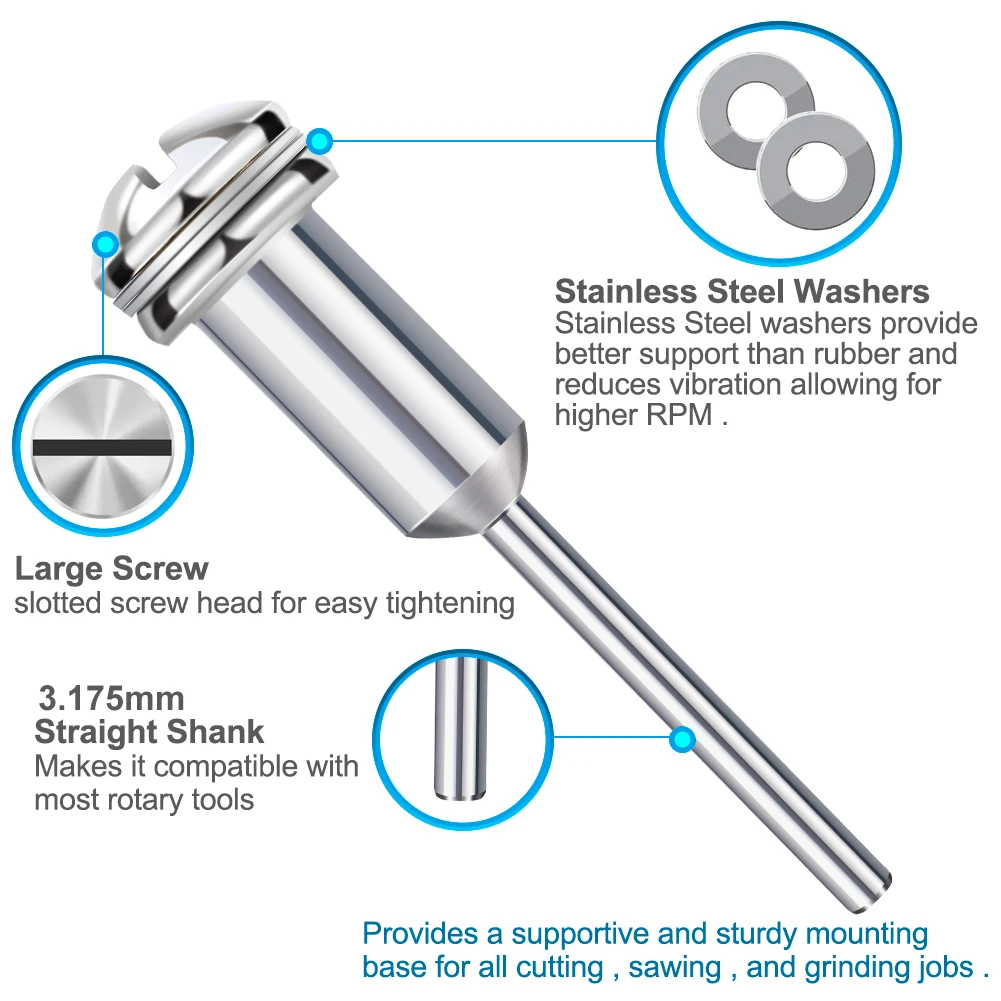 XCAN 5Pcs 3.17mm/6mm Shank Polishing Cutting Disc Mandrel Cut-off Wheel Holder Connecting Rod for Dremel Rotary Tool