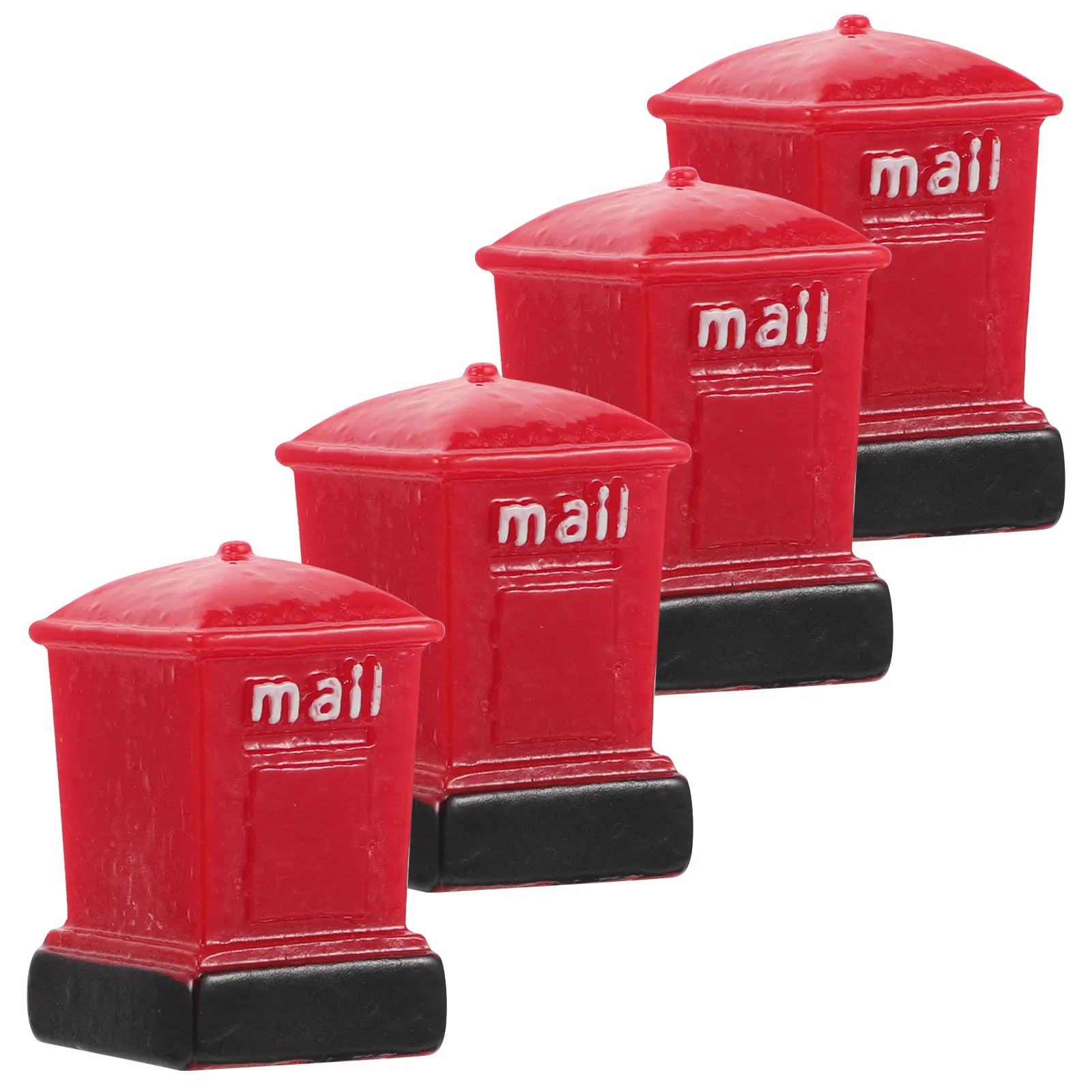 4Pcs Miniature Mailbox Resin Tiny Post Box Ornament Office Desk Decor Small Garden Mini Mailboxes Micro Landscape Decor